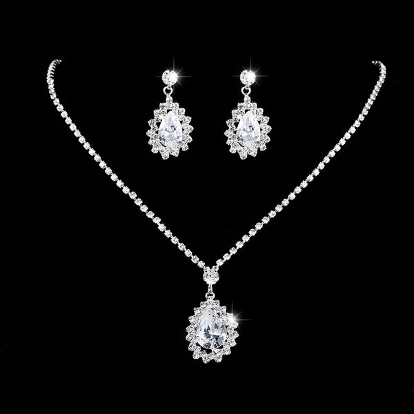 Conjunto de collar y pendientes con brillantes diamantes de imitación para mujer y niña