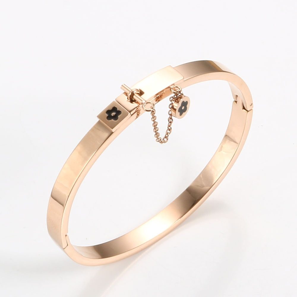 Gold  Bangle Bracelet Flower Charm Finger Rings  Jewelry Set