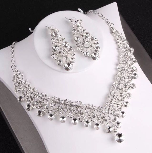 Luxury Heart Crystal Rhinestone Crown  Bridal Jewelry Sets