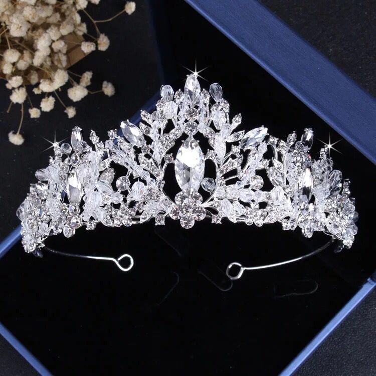 Luxury Heart Crystal Rhinestone Crown  Bridal Jewelry Sets