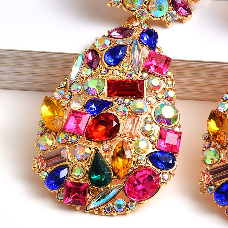 ZA New Colorful Crystals Drop Earrings