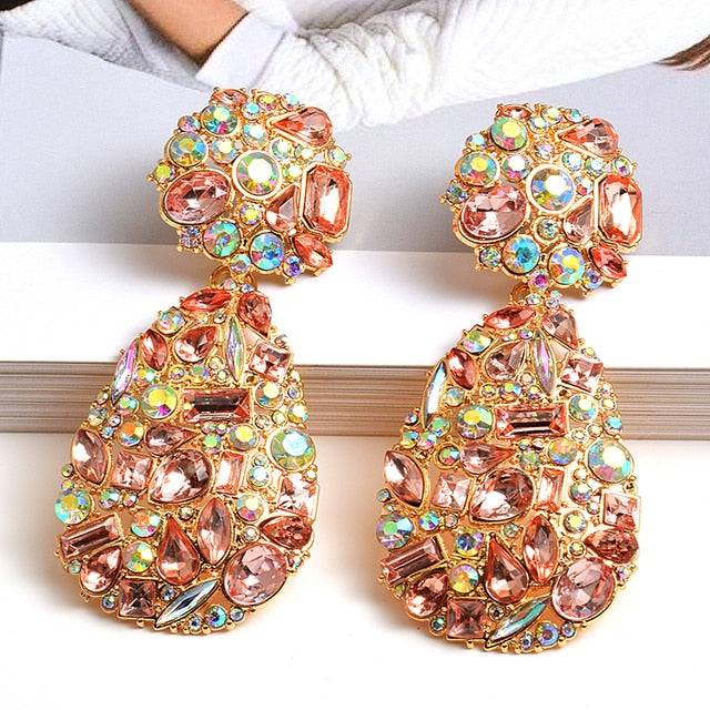 ZA New Colorful Crystals Drop Earrings
