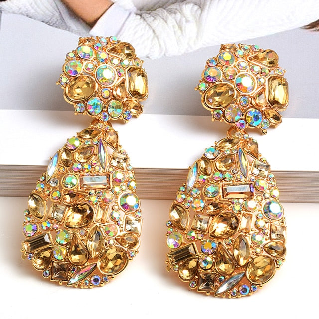 ZA New Colorful Crystals Drop Earrings