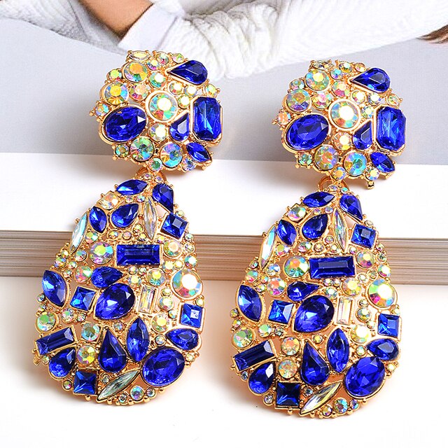 ZA New Colorful Crystals Drop Earrings