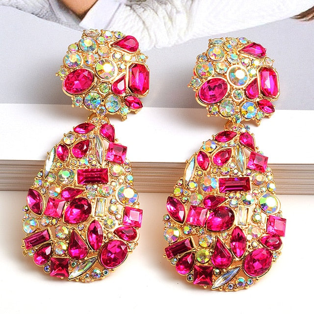 ZA New Colorful Crystals Drop Earrings
