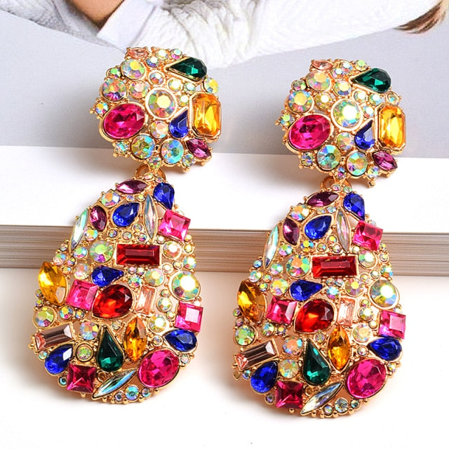 ZA New Colorful Crystals Drop Earrings