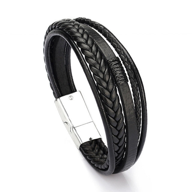 Men Stainless Steel Multilayer Braided Rope Bracelets