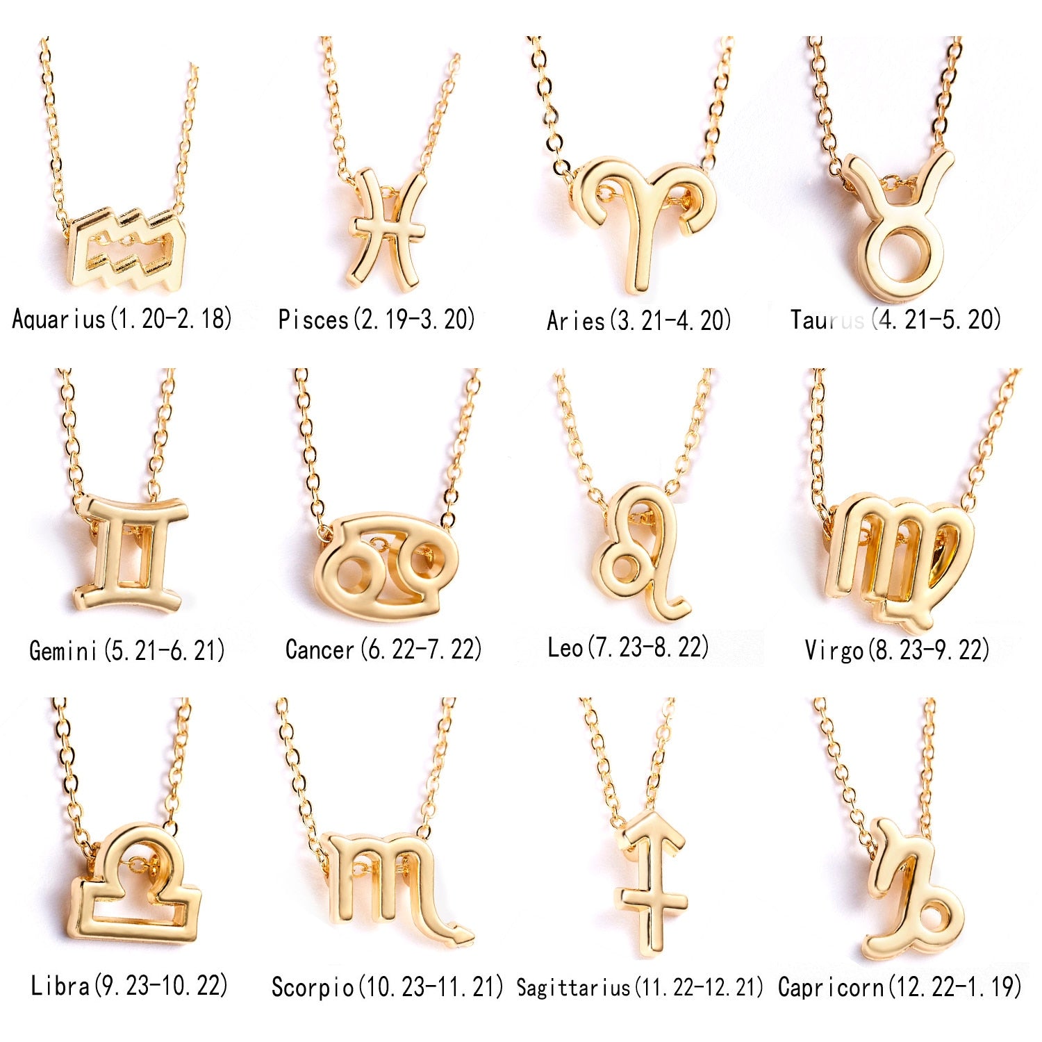 Female Elegant Star Zodiac Sign 12 Constellation Necklaces