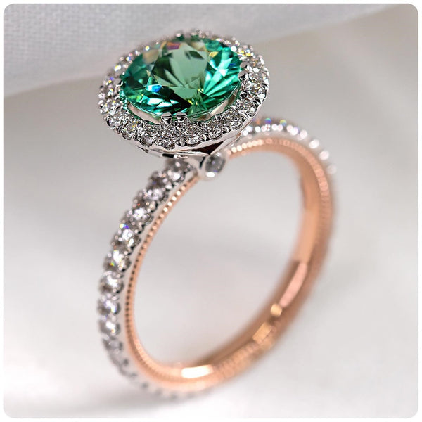 New Fashion Luxury Solitaire Green Zircon Women Wedding Anniversary Ring