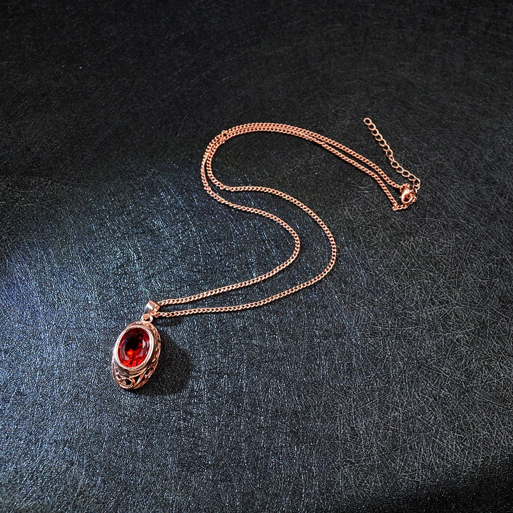 Red Color Crystal Round Jewelry Sets