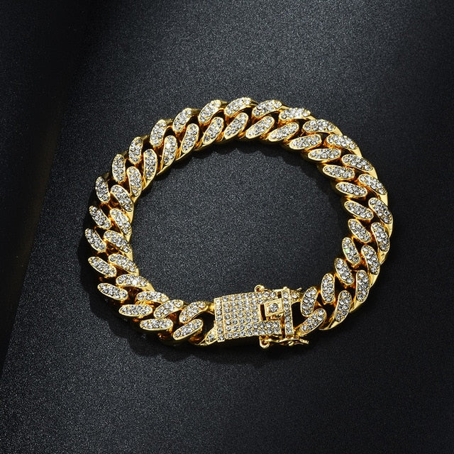 Gold Necklace +Watch+Bracelet Hip Hop Miami