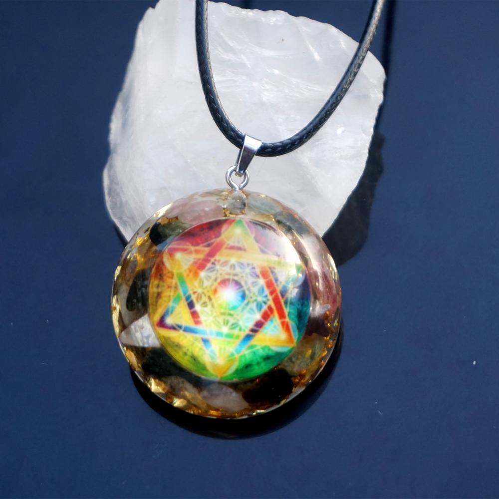 Colorful Tourmaline EMF Protection Orgonite Pendant