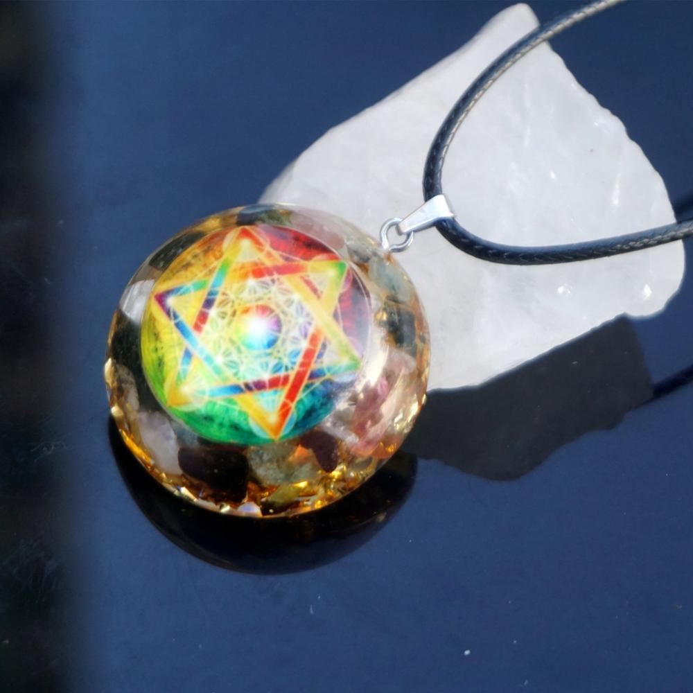 Colorful Tourmaline EMF Protection Orgonite Pendant