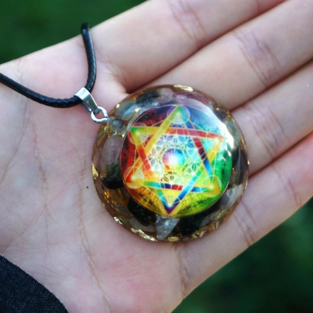 Colorful Tourmaline EMF Protection Orgonite Pendant