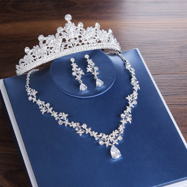 Luxury Bridal Tiaras Crown Leaf Wedding Jewelry Sets