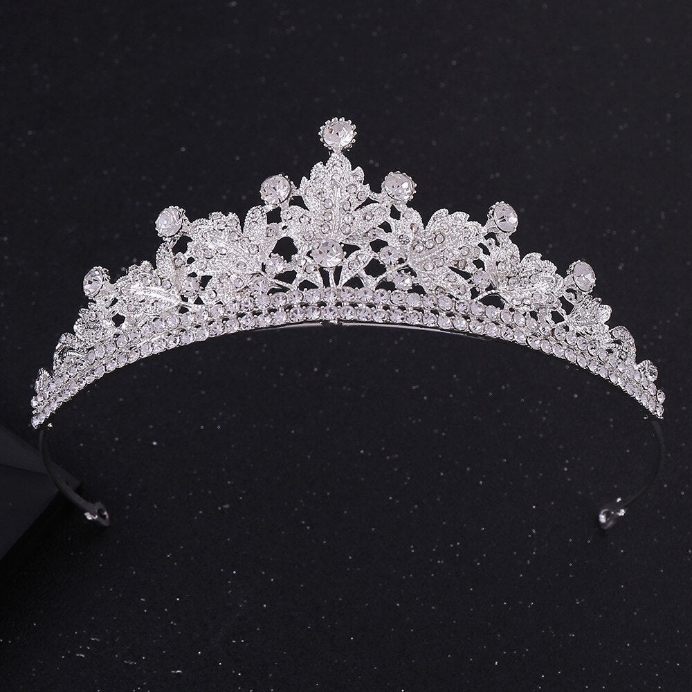 Luxury Bridal Tiaras Crown Leaf Wedding Jewelry Sets
