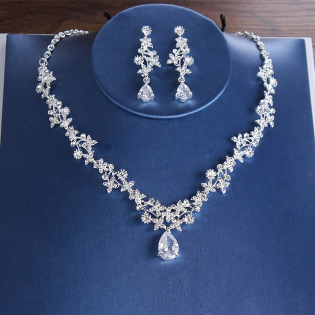 Luxury Bridal Tiaras Crown Leaf Wedding Jewelry Sets