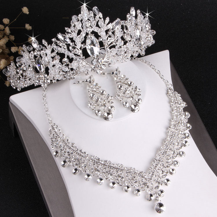 Baroque Luxury Crystal Rhinestone Tiaras Crown Jewelry Sets