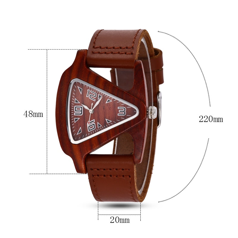 Black Ladies Quartz Watches Female Bamboo Leather Wristwatch