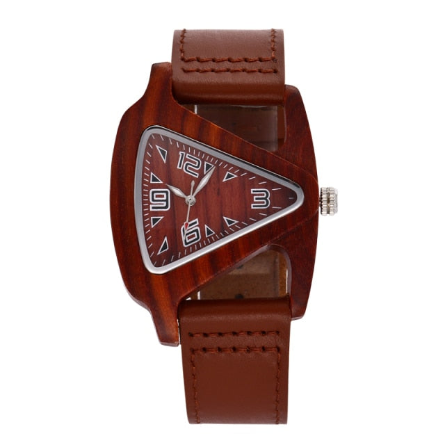 Black Ladies Quartz Watches Female Bamboo Leather Wristwatch