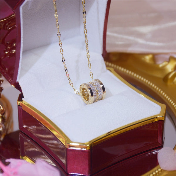 Classic Luxury Cubic Zirconia Gold Pendant Necklace