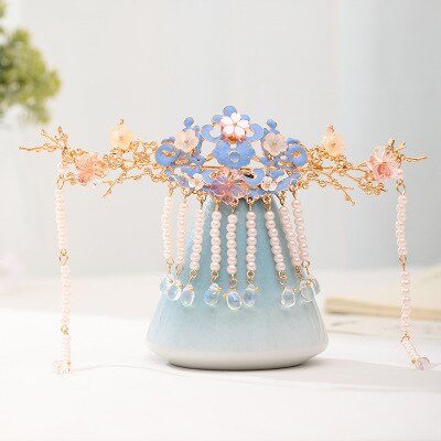 Luxury Fashion Bride style pearl tassel hairpin haircomb earrings set