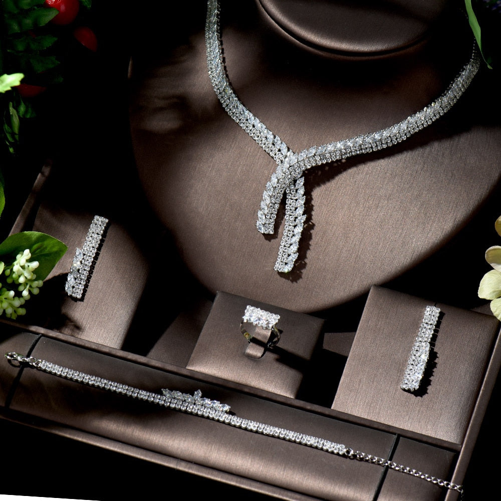 Classical Zirconia Necklace Earring Set