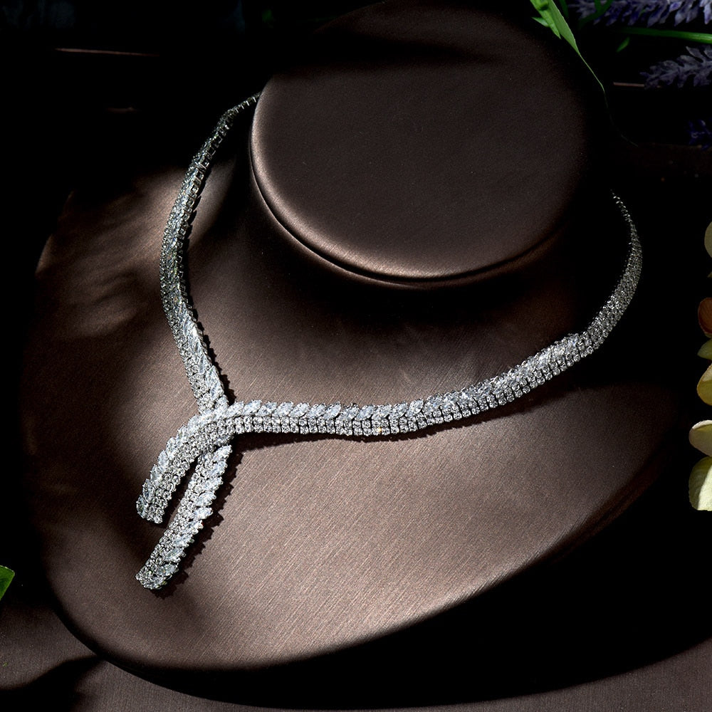 Classical Zirconia Necklace Earring Set