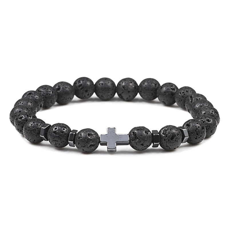 Rosary Hematite Cross Onyx Meditation Bracelet Women