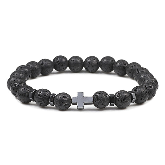 Rosary Hematite Cross Onyx Meditation Bracelet Women