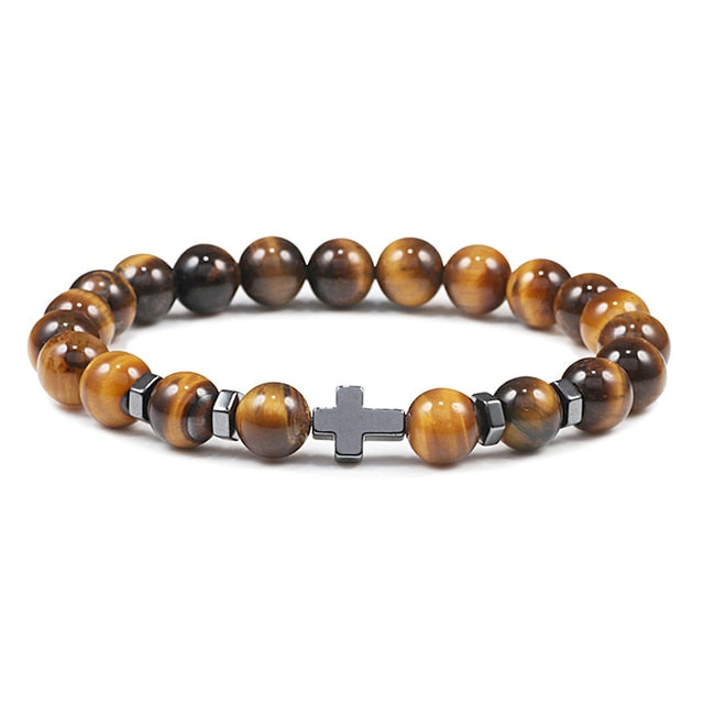 Rosary Hematite Cross Onyx Meditation Bracelet Women