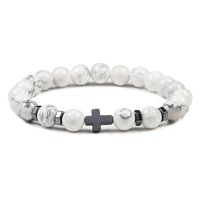 Rosary Hematite Cross Onyx Meditation Bracelet Women