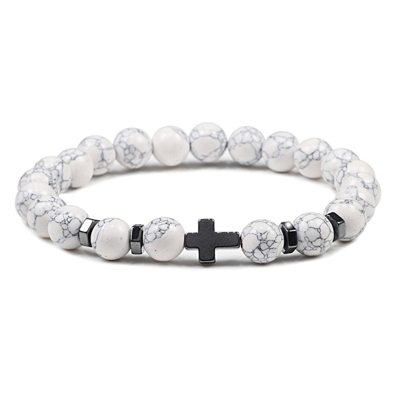 Rosary Hematite Cross Onyx Meditation Bracelet Women