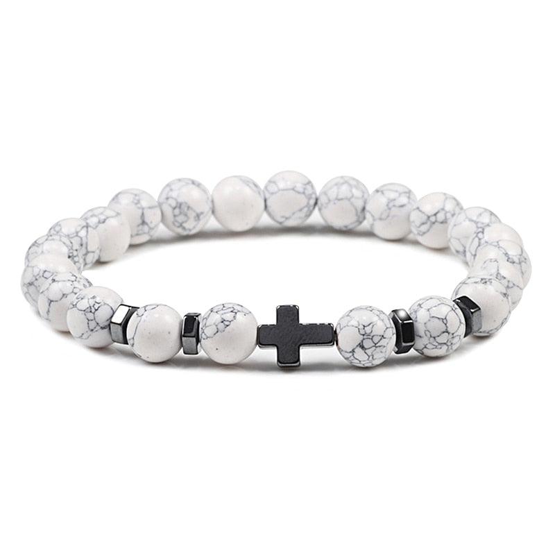 Rosary Hematite Cross Onyx Meditation Bracelet Women