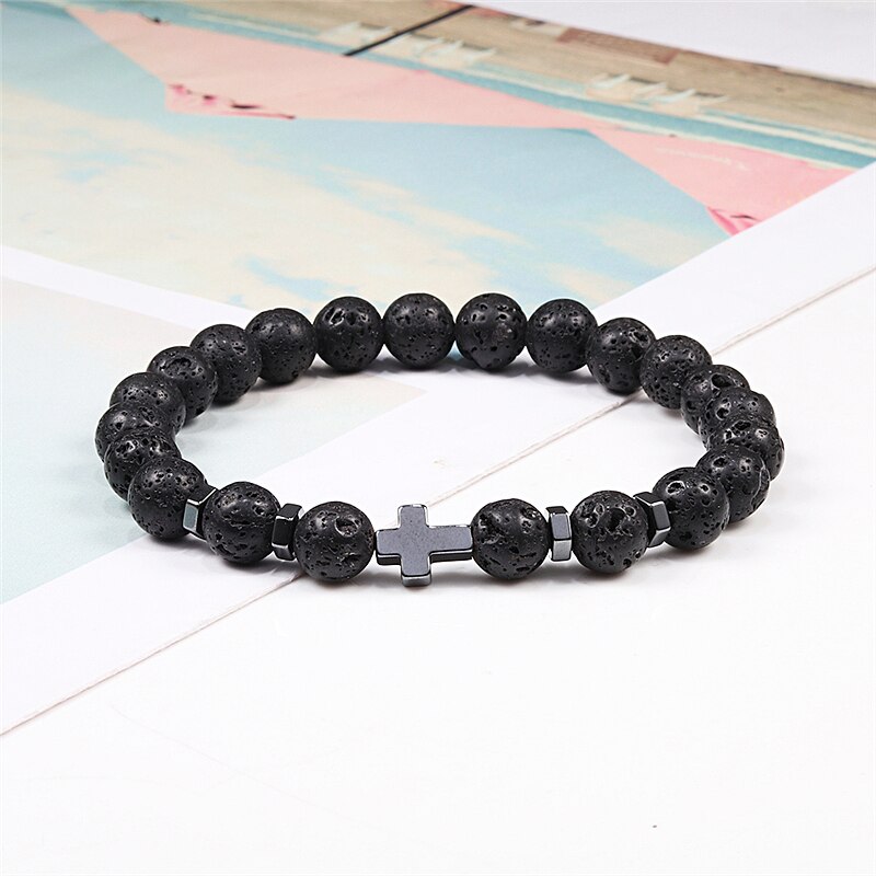 Rosary Hematite Cross Onyx Meditation Bracelet Women