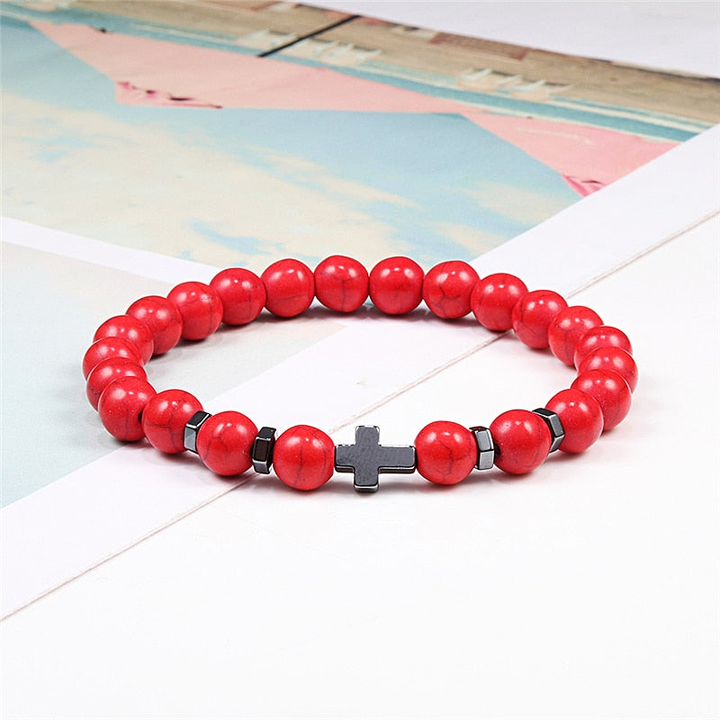 Rosary Hematite Cross Onyx Meditation Bracelet Women