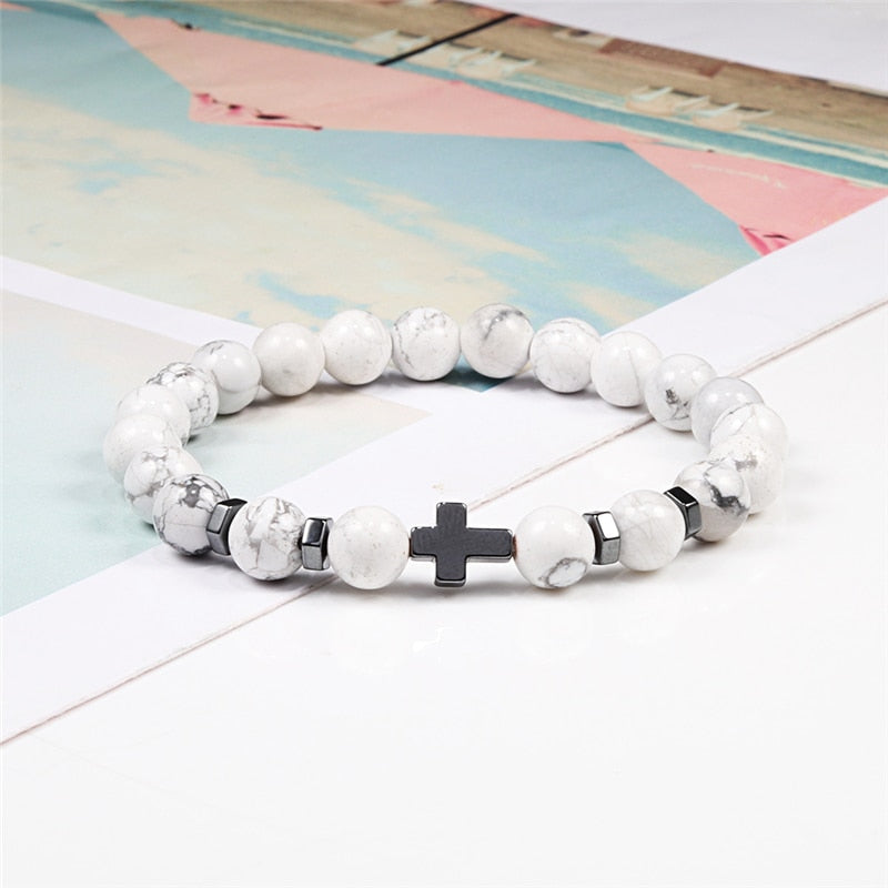 Rosary Hematite Cross Onyx Meditation Bracelet Women