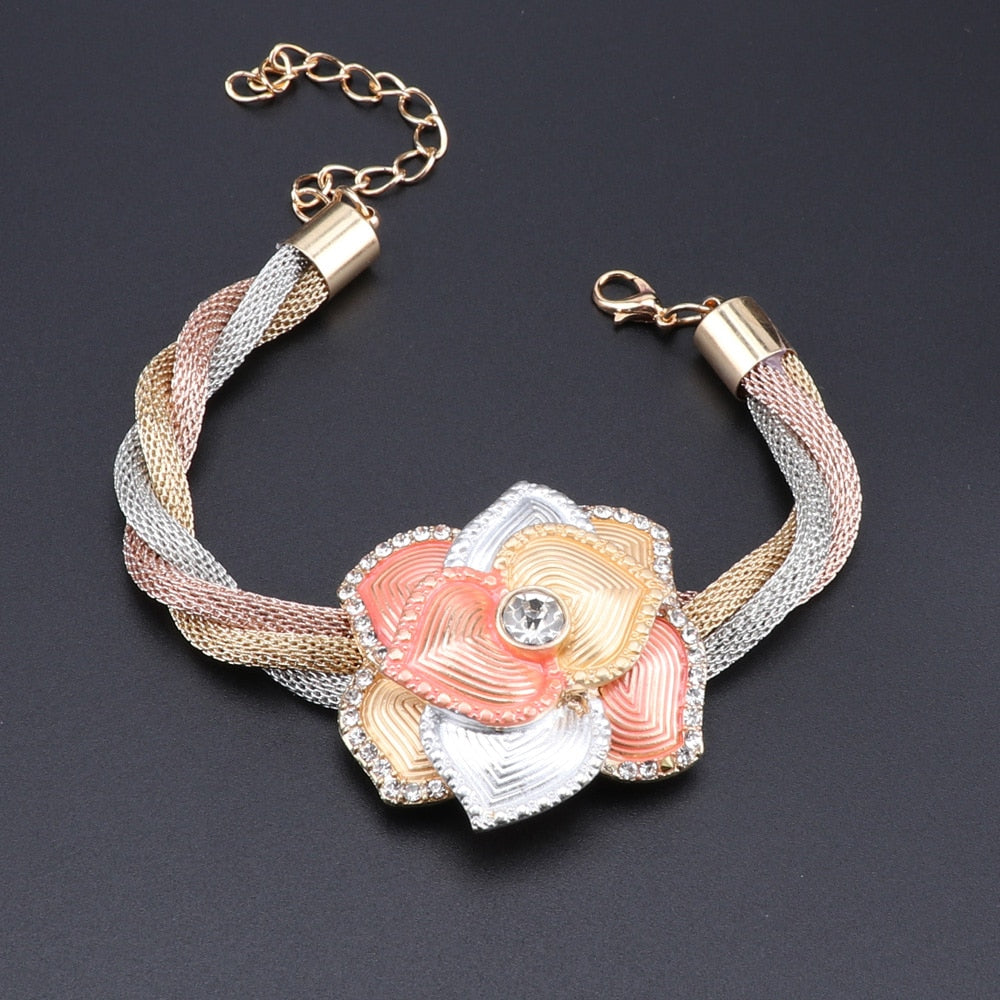 Fashion Elegant Flower Pendant Necklace Jewelry Sets