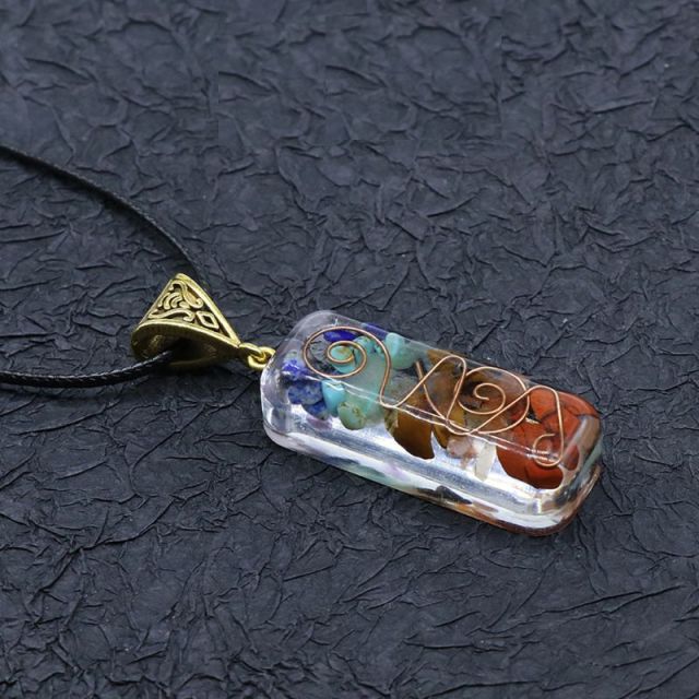 7 Chakras Crystals Stones Orgone Pendant
