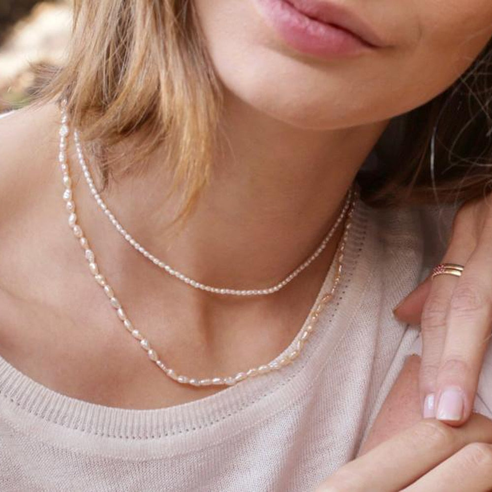 Hot new minimalist real pearl necklace