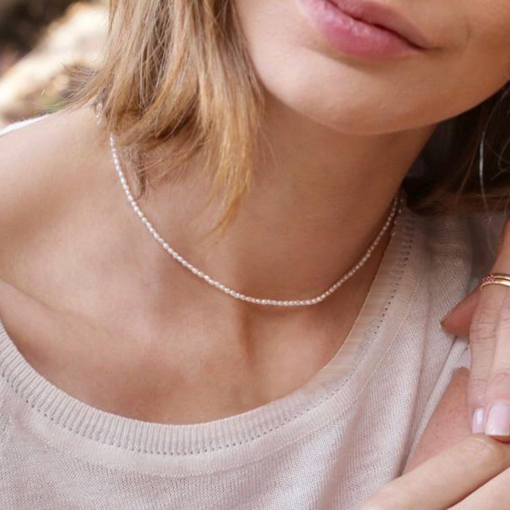 Hot new minimalist real pearl necklace
