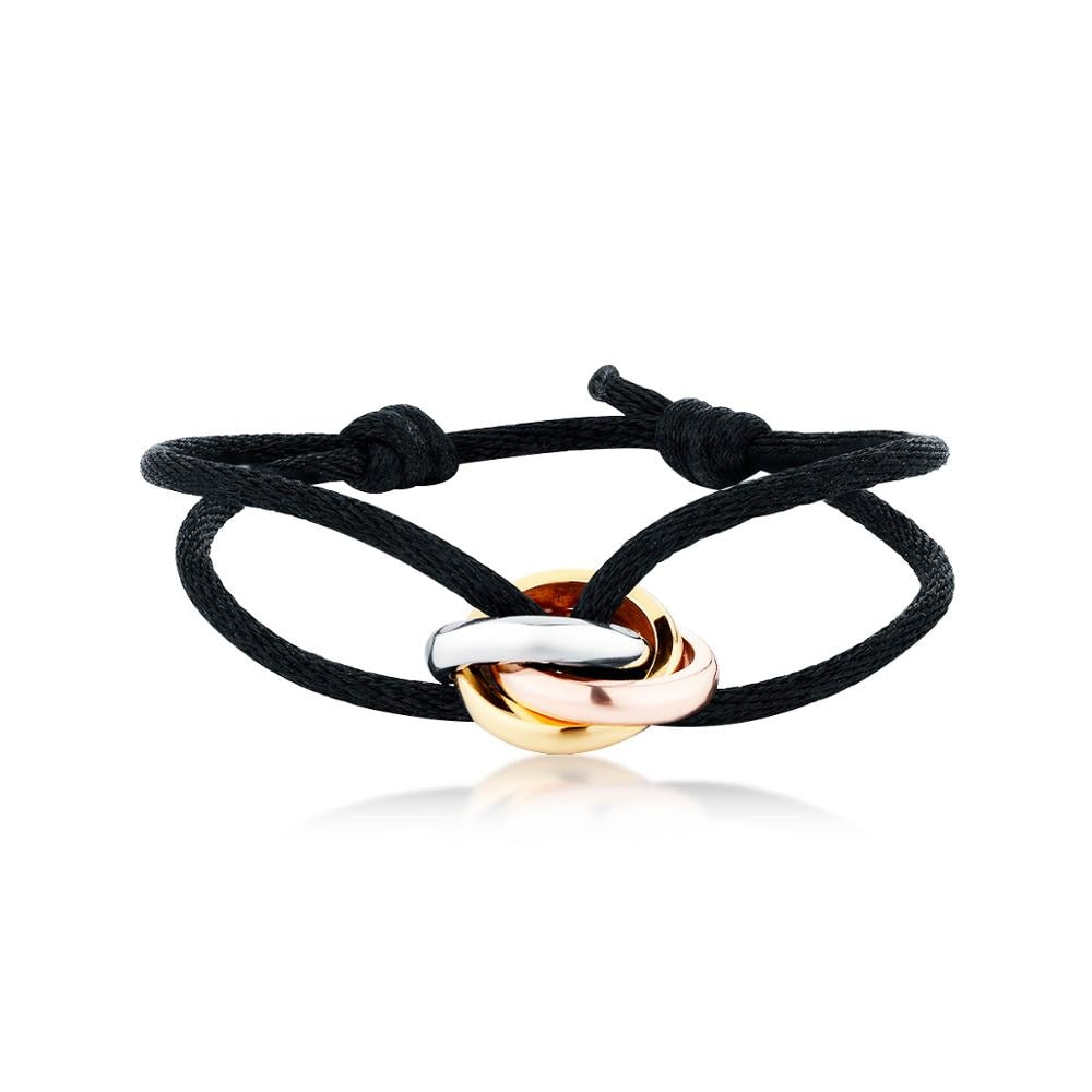 3 metal buckle ribbon lace up chain multicolor adjustable Rope bracelet