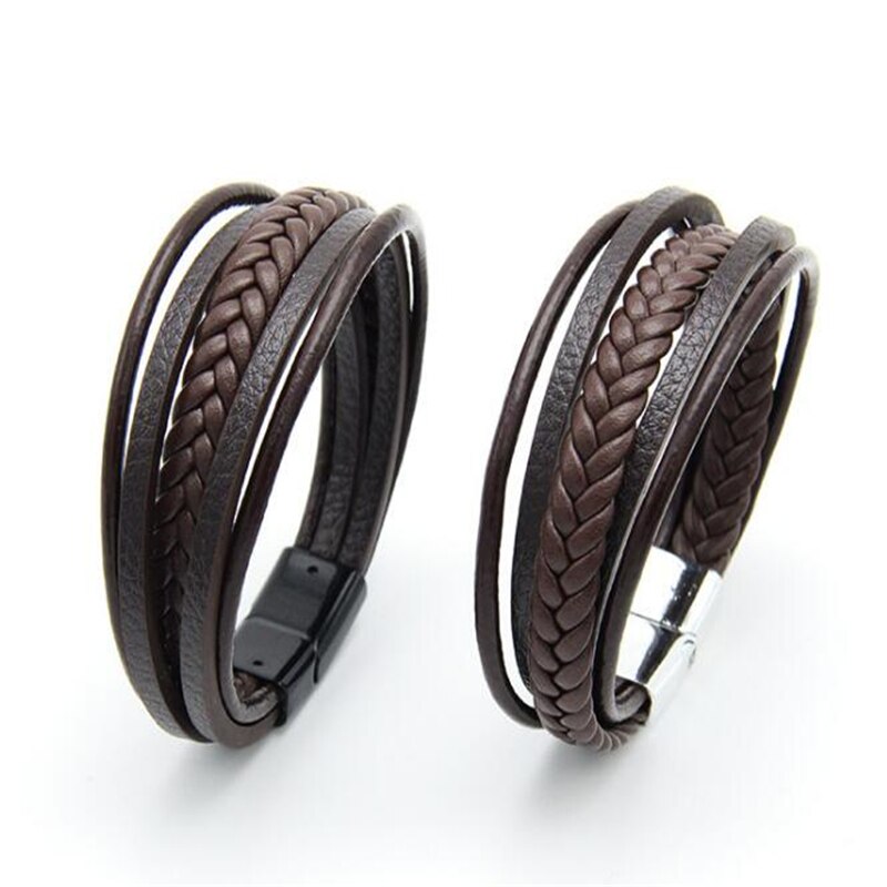 Braided Blue Color Leather Bracelets for Men