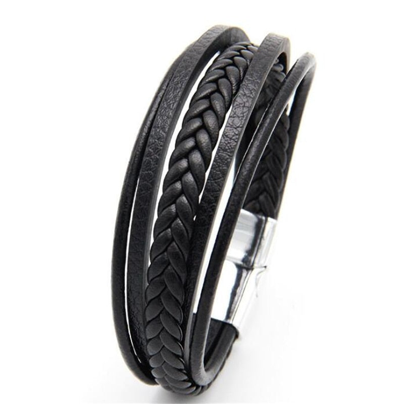 Braided Blue Color Leather Bracelets for Men