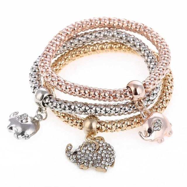 Crystal Owl Heart Charm Bracelets & Bangles