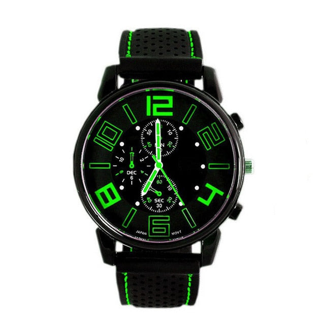Men Quartz Analog  Silicone Strap Band Round Dial Sport Wristwatch