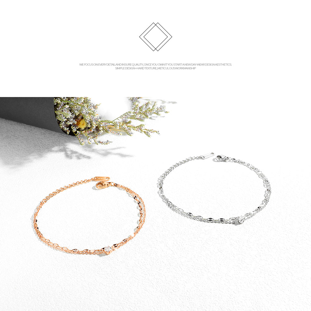 Simple Zircon Multi-layered Anklet