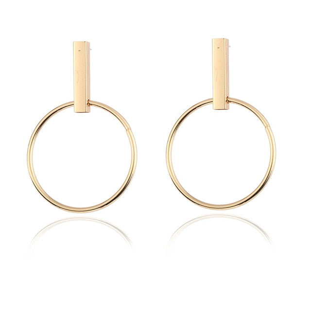 Punk Simple Gold Silver Color Long Section Tassel Pendant  Earrings