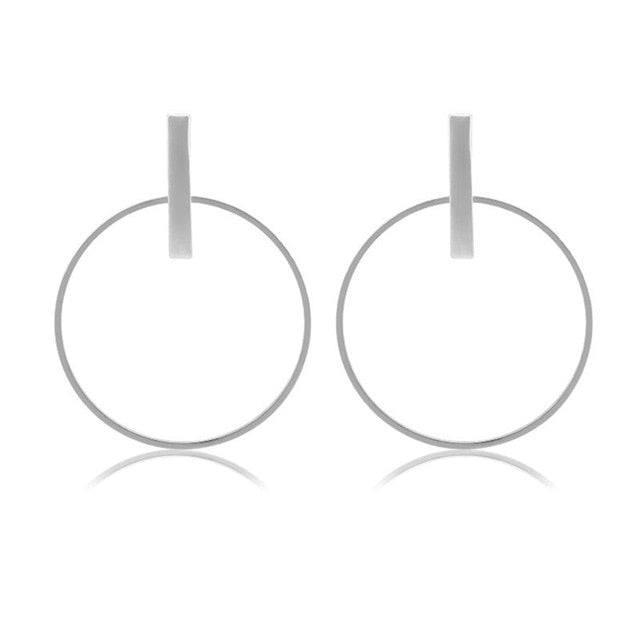 Punk Simple Gold Silver Color Long Section Tassel Pendant  Earrings
