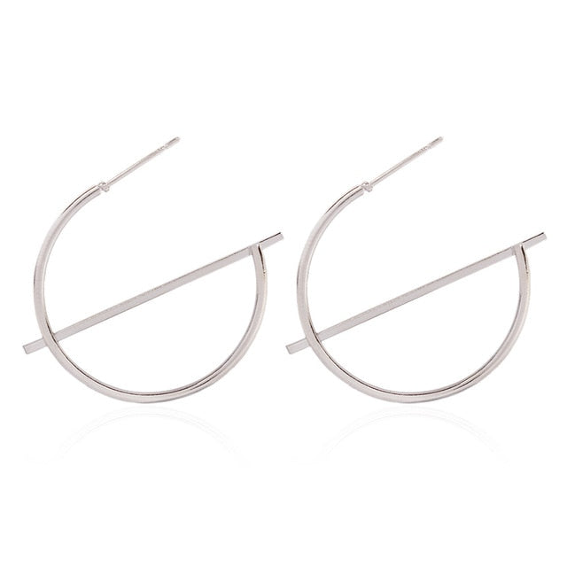 Punk Simple Gold Silver Color Long Section Tassel Pendant  Earrings